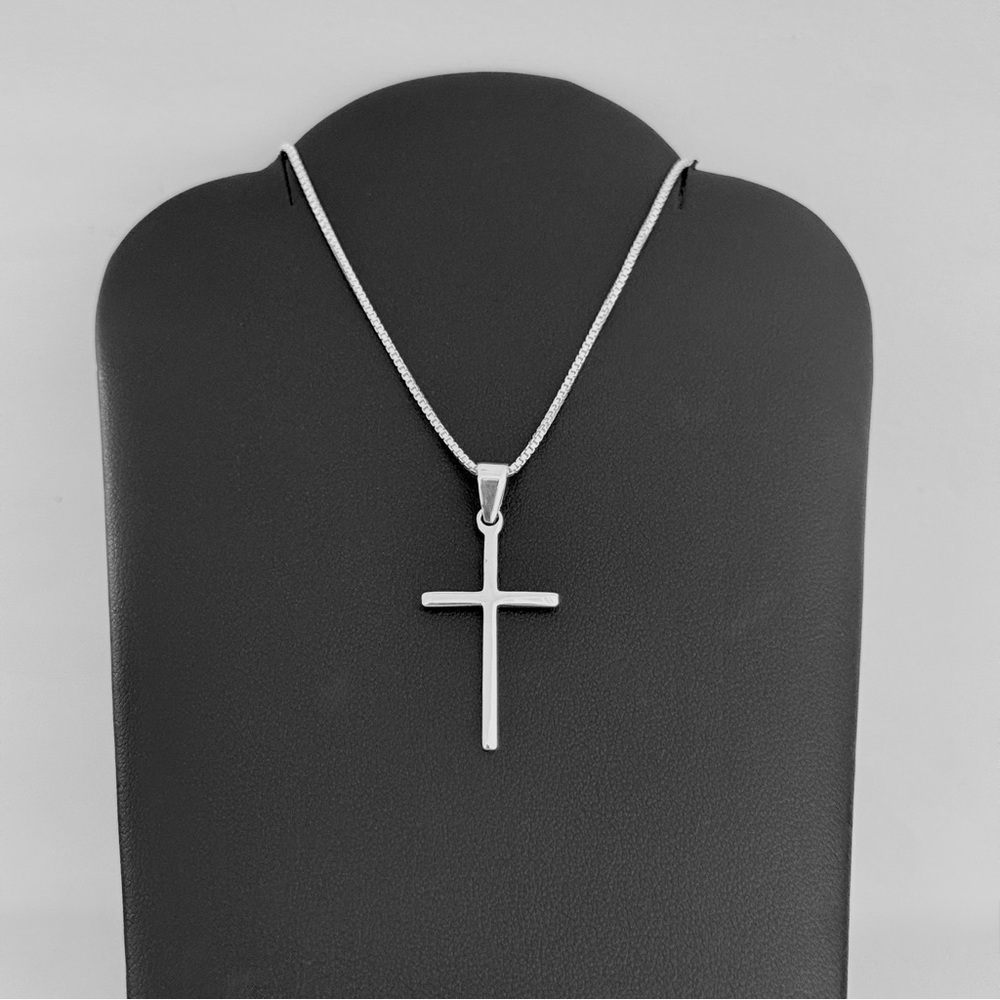Sterling Silver Dainty High Polish Cross Necklace, Religious Chain Jewelry